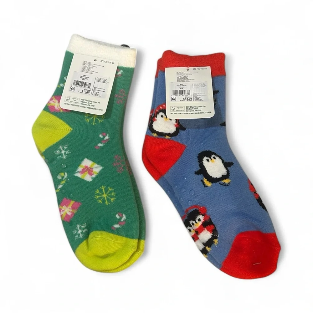 Festive Christmas Youth Socks - The COZY Sock‎ Collection - NWT - (2) Pair